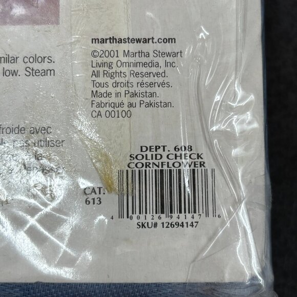 Martha Stewart Everyday VTG Cotton Tablecloth Solid Check Cornflower Blue NOS - Picture 6 of 7